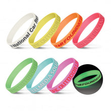 Load image into Gallery viewer, Custom Printed Silicone Wrist Band - Glow in the Dark with Logo