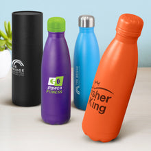 Load image into Gallery viewer, Custom Printed Mirage Powder Coated Vacuum Bottle - Push Button Lid with Logo