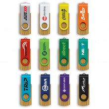 Load image into Gallery viewer, Custom Printed Helix 4GB Bamboo Flash Drive with Logo