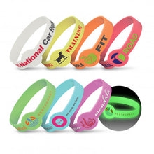 Load image into Gallery viewer, Custom Printed Xtra Silicone Wrist Band - Glow in the Dark with Logo