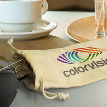 Load image into Gallery viewer, Custom Printed Cotton Sunglass Pouch with Logo