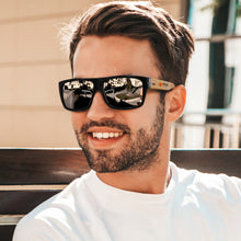 Load image into Gallery viewer, Custom Printed Maui Mirror Lens Sunglasses - Bamboo with Logo