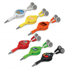 Load image into Gallery viewer, Custom Printed Retractable Earbuds with Logo
