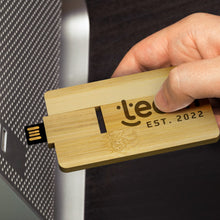 Load image into Gallery viewer, Custom Printed Bamboo Credit Card Flash Drive 8GB with Logo