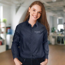 Load image into Gallery viewer, Custom Printed TRENDSWEAR Chester Women's Denim Shirt with Logo