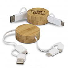 Load image into Gallery viewer, Bamboo Retractable Charging Cable