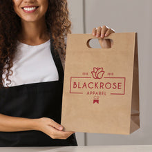 Load image into Gallery viewer, Custom Printed Large Die Cut Paper Bag Portrait with Logo