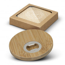 Load image into Gallery viewer, Bamboo Bottle Opener Coaster Set of 2 - Round