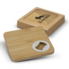 Load image into Gallery viewer, Bamboo Bottle Opener Coaster Set of 2 - Square