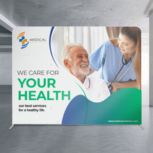 Load image into Gallery viewer, Custom printed promotional Straight Stretch Media Wall Small