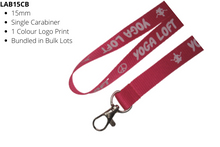 Load image into Gallery viewer, Budget Lanyard 15mm Screen Printed Carabiner Clip