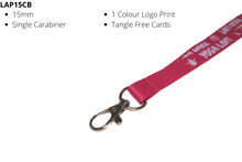 Load image into Gallery viewer, Lanyard 15mm Screen Printed Carabiner Clip