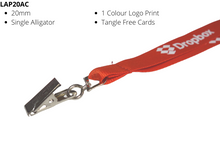 Load image into Gallery viewer, Lanyard 20mm Screen Printed Alligator Clip