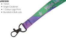 Load image into Gallery viewer, Lanyard 15mm Budget Full Colour Carabiner Clip