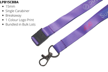 Load image into Gallery viewer, Lanyard 15mm Budget Full Colour Carabiner Clip & Breakaway