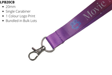 Load image into Gallery viewer, Lanyard 20mm Budget Full Colour Carabiner Clip