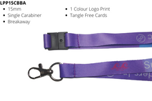 Load image into Gallery viewer, Lanyard 15mm Premium Full Colour Carabiner Clip & Breakaway