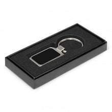 Load image into Gallery viewer, black custom printed promotional metal keyring for corporate gift with gift box