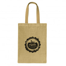 Load image into Gallery viewer, Custom Printed Zeta Jute Tote Bags with Logo