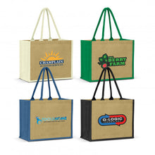 Load image into Gallery viewer, Custom Printed Torino Jute Tote Bags with Logo