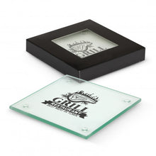 Load image into Gallery viewer, Custom Printed Venice Glass Coaster Set of 2 - Square with Logo