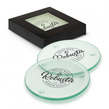 Load image into Gallery viewer, Custom Printed Venice Glass Coaster Set of 4 - Round with Logo