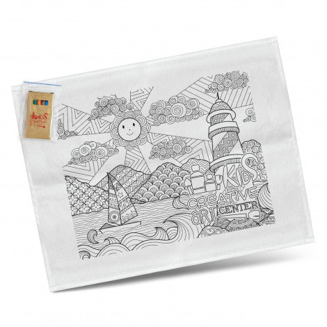 Custom Printed Cotton Colouring Tea Towel with Logo