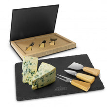 Load image into Gallery viewer, Custom Printed Montrose Slate Cheese Board Set with Logo