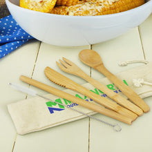 Load image into Gallery viewer, Custom Printed Bamboo Cutlery Set with Logo