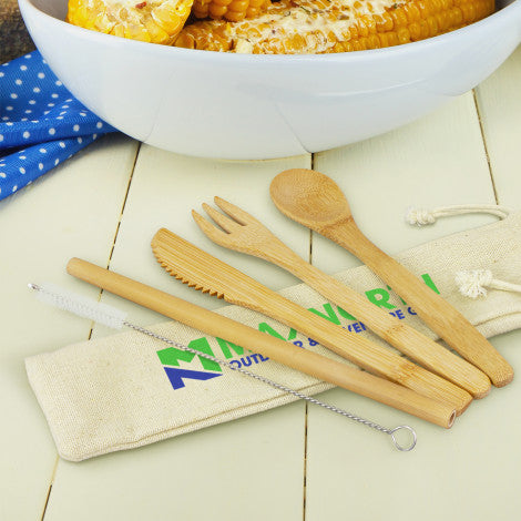 Custom Printed Bamboo Cutlery Set with Logo