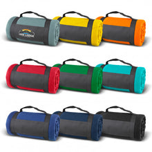 Load image into Gallery viewer, Custom Printed Glasgow Fleece Blanket with Strap with Logo