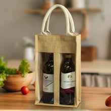 Load image into Gallery viewer, Serena Jute Double Wine Carrier
