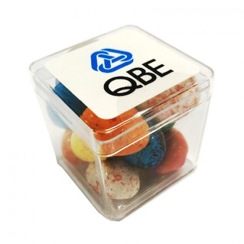 Custom Printed Hard Cube with Candy Chocolate Eggs with Logo 