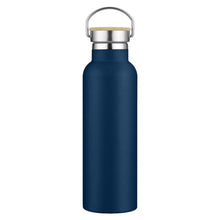 Load image into Gallery viewer, navy blue bamboo lid custom printed promotional drink bottles