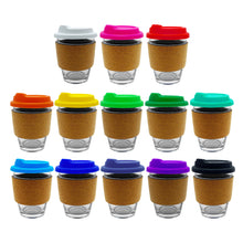 Load image into Gallery viewer, Custom Printed Carlo Glass Coffee Cup – Cork Band with Logo