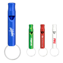 Load image into Gallery viewer, Custom Printed Aluminium Metal Whistle Keychain with Logo