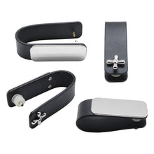 Load image into Gallery viewer, black leather custom printed promotional key rings