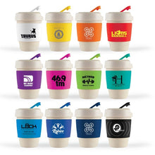 Load image into Gallery viewer, Custom Printed Kick Eco Coffee Cup / Silicone Band with Logo