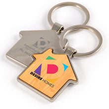 Load image into Gallery viewer, Custom Printed House Bamboo Zinc Keytag with Logo