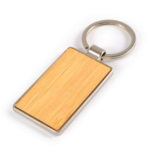 Load image into Gallery viewer, Rectangle Bamboo Zinc Keytag