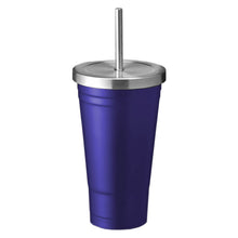 Load image into Gallery viewer, blue easy carry tumbler custom printed promotional stainless steel mugs