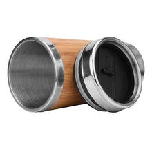 Load image into Gallery viewer, natural bamboo eco friendly custom printed promotional stainless steel mugs