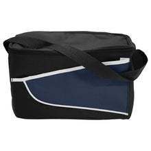 Load image into Gallery viewer, navy blue zipped lid custom printed promotional cooler bags