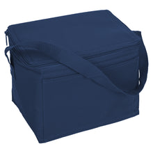 Load image into Gallery viewer, navy blue zipped lid custom printed promotional cooler bags