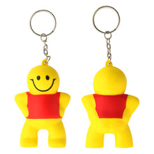 Load image into Gallery viewer, yellow little man premium custom printed promotional stress key rings