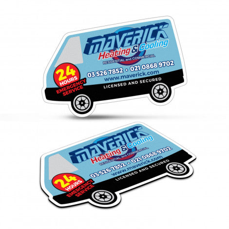 Custom Printed Fridge Magnet 90 x 55mm - Van Shape with Logo