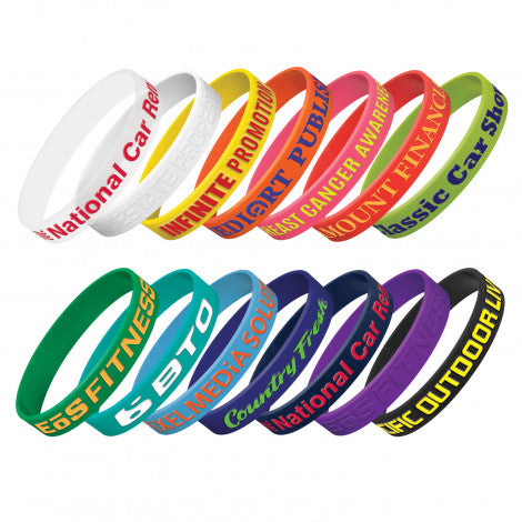 Custom Printed Silicone Wrist Band - Embossed with Logo