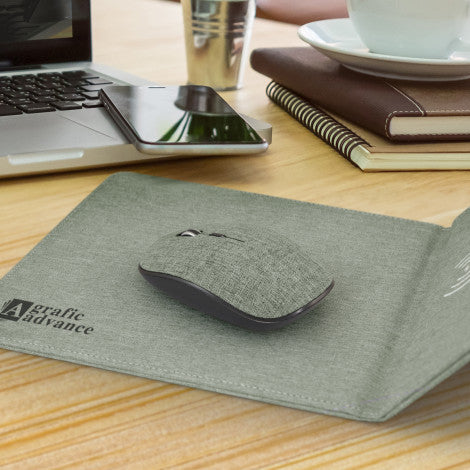 Custom Printed Greystone Wireless Charging Mouse Mat with Logo