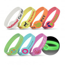 Load image into Gallery viewer, Custom Printed Xtra Silicone Wrist Band - Glow in the Dark with Logo
