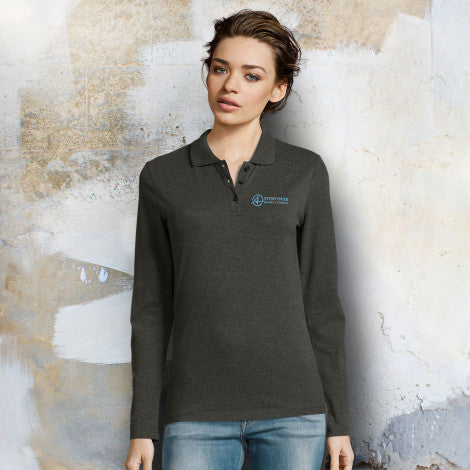 Custom Printed SOLS Perfect Womens Long Sleeve Polo with Logo